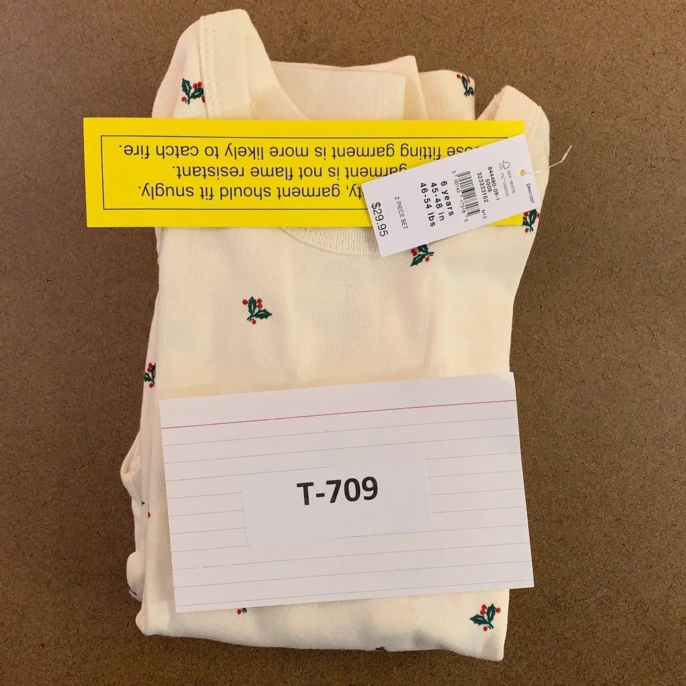 Gap Baby Girls 6Y Ivory Holly Cotton Long Sleeves Crew Holiday 2-Piece Set NWT‎